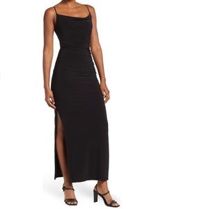 Laundry by Shelli Segal- Black Cowl Neck Jersey Slip Dress